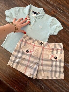 7-8 Years Authentic BURBERRY Girl’s Polo Shirt Shorts Set Blouse Tennis Youth